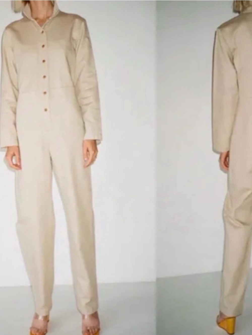 Ilana Kohn Cream Button-Front Utility Jumpsuit